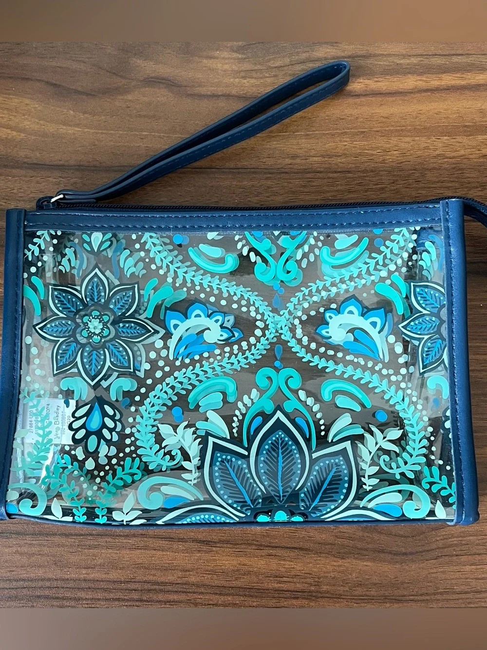 Vera Bradley Blue Clear Floral Pattern Wristlet Clutch